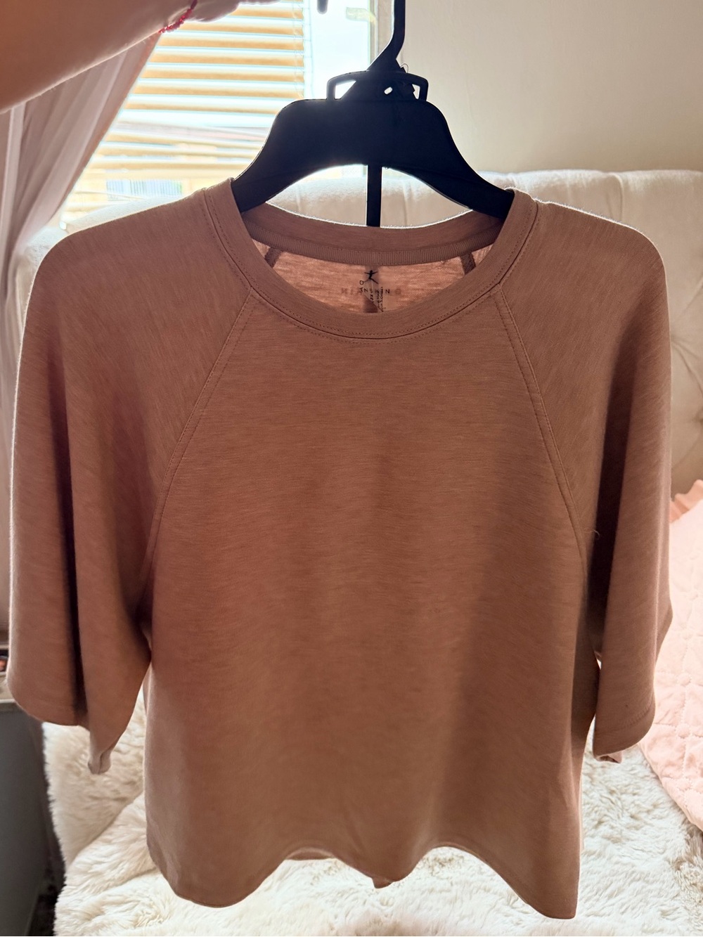 Danskin Short-Sleeve Pullover Top in Taupe